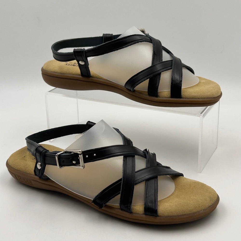 G.H. Bass Sunjuns Sandals Womens 7N‎ Black Strappy Leather Margie Boho Comfort